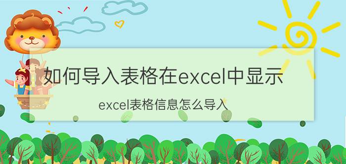 如何导入表格在excel中显示 excel表格信息怎么导入？